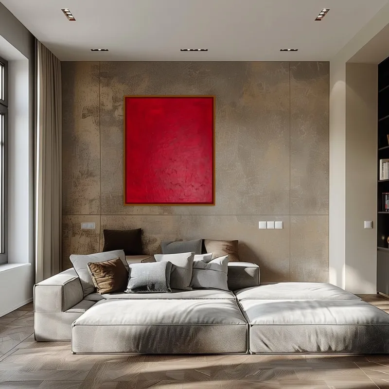 Pamono Bodasca, Minimalist Textured Red, 2025, Acrylic on Canvas> Abstraction