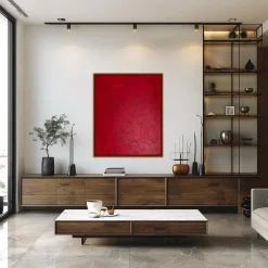 Pamono Bodasca, Minimalist Textured Red, 2025, Acrylic on Canvas><noscript><img width=