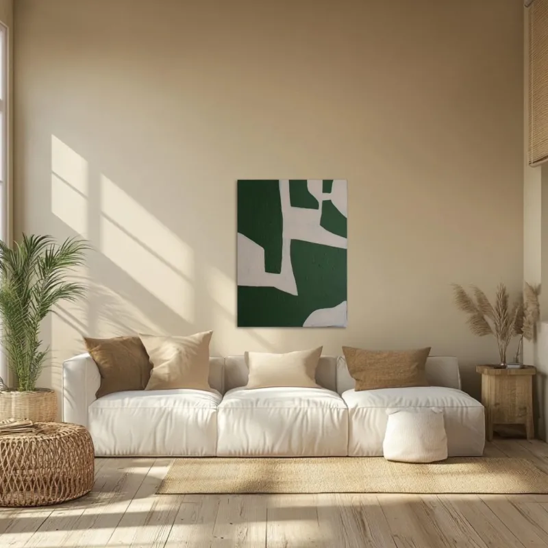 Pamono Bodasca, Organic Green Abstract 3, Acrylic on Canvas, 2025