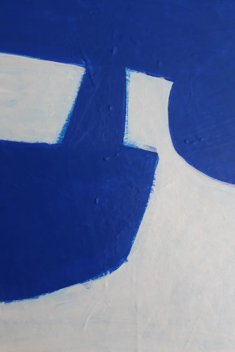 Pamono Bodasca, Square Blue-Off-White Composition, 2025, Acrylic on Canvas> Abstraction