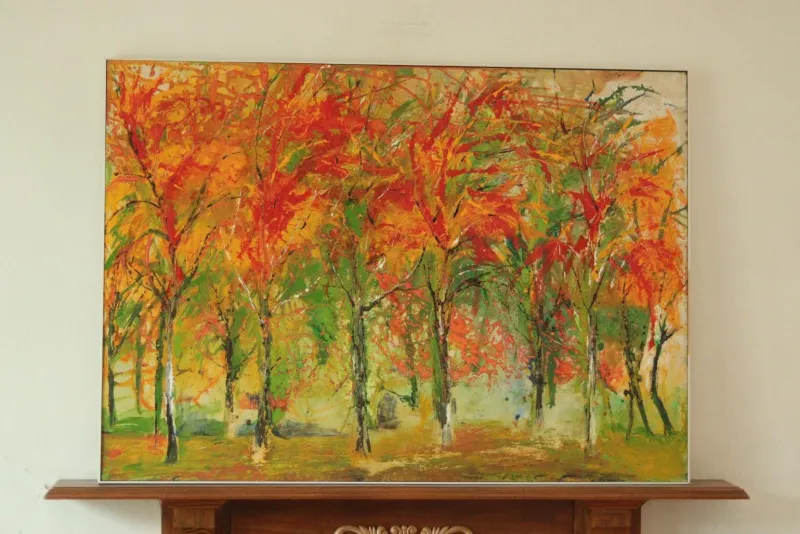 Pamono Bodin, Autumn Forest, 1960s, Oil on Panel, Framed> Mid-Century