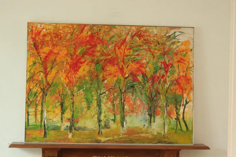 Pamono Bodin, Autumn Forest, 1960s, Oil on Panel, Framed> Mid-Century