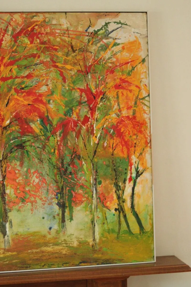 Pamono Bodin, Autumn Forest, 1960s, Oil on Panel, Framed> Mid-Century