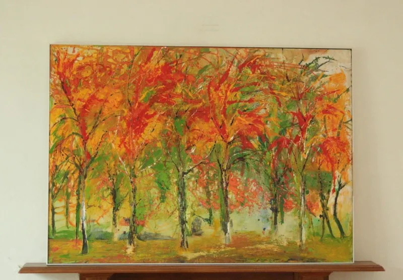 Pamono Bodin, Autumn Forest, 1960s, Oil on Panel, Framed> Mid-Century
