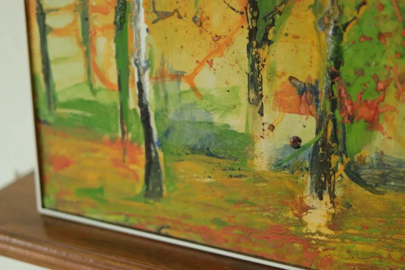 Pamono Bodin, Autumn Forest, 1960s, Oil on Panel, Framed> Mid-Century