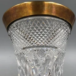 Pamono Bohemia Lead Crystal Vase with Diamond Cut Gold Rim, 1950s><noscript><img width=