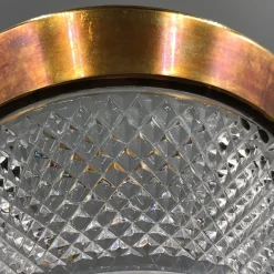 Pamono Bohemia Lead Crystal Vase with Diamond Cut Gold Rim, 1950s><noscript><img width=