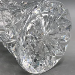Pamono Bohemia Lead Crystal Vase with Diamond Cut Gold Rim, 1950s><noscript><img width=