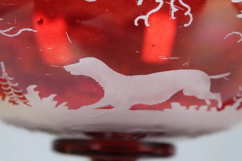 Pamono Bohemian Crystal Glass Set in Ruby Red and Yellow, 1880s, Set of 3> Glassware