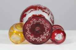 Pamono Bohemian Crystal Glass Set in Ruby Red and Yellow, 1880s, Set of 3><noscript><img width=