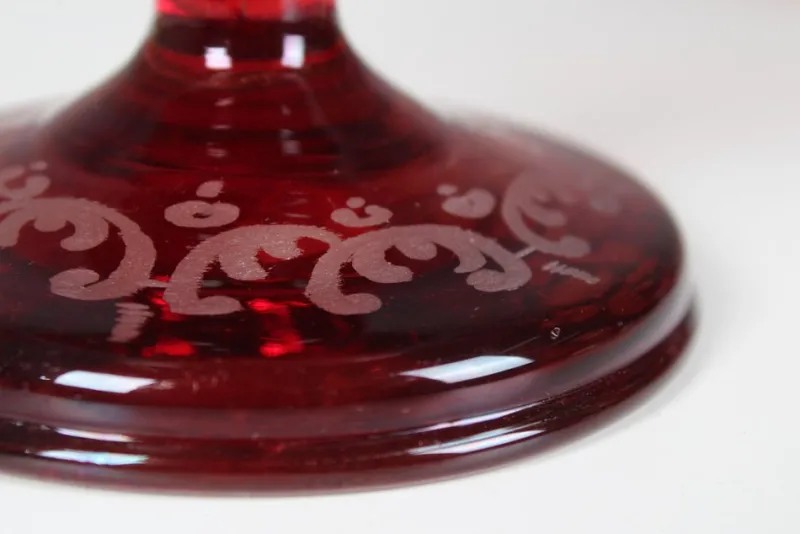 Pamono Bohemian Crystal Glass Set in Ruby Red and Yellow, 1880s, Set of 3> Glassware