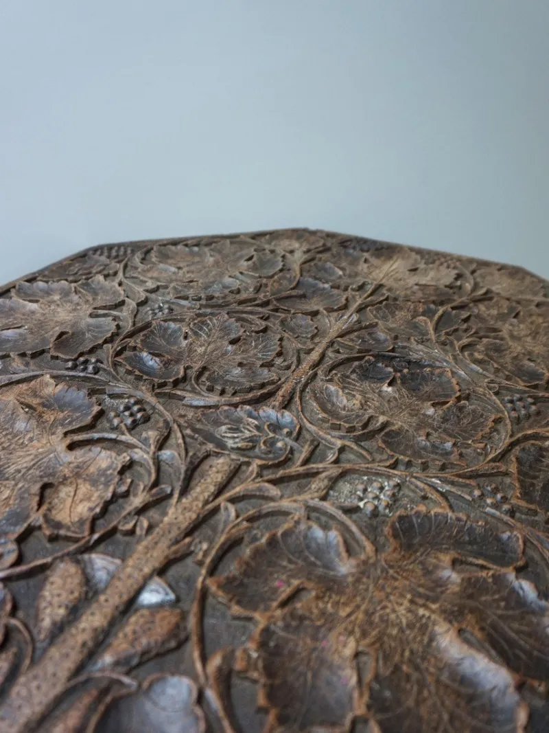 Pamono Bohemian Eastern Anglo-Indian Hand Carved Wooden Octagonal Side Table, 1900s> Coffee & Side Tables