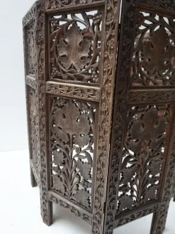 Pamono Bohemian Eastern Anglo-Indian Hand Carved Wooden Octagonal Side Table, 1900s><noscript><img width=