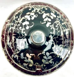 Online Pamono Bohemian Silver Edging Hand-Crafted Glass Punch Bowl with Lid, 1900s