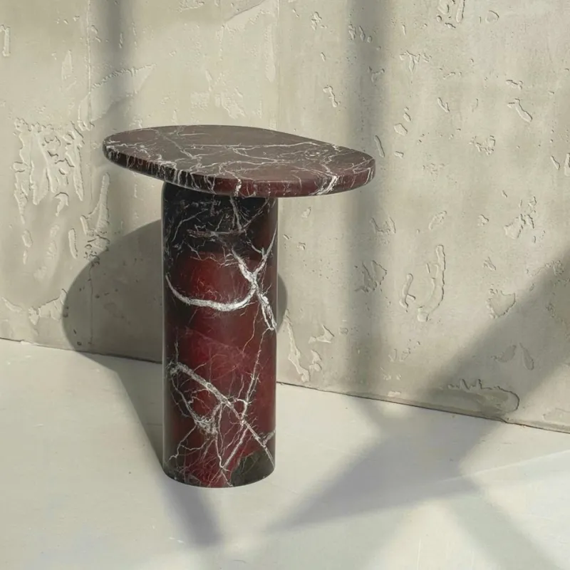 Outlet Pamono Bold Rosso Levanto Marble Side Table from Kiwano Concept
