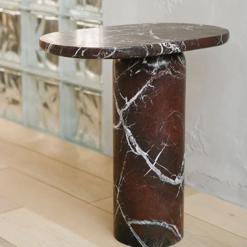 Outlet Pamono Bold Rosso Levanto Marble Side Table from Kiwano Concept