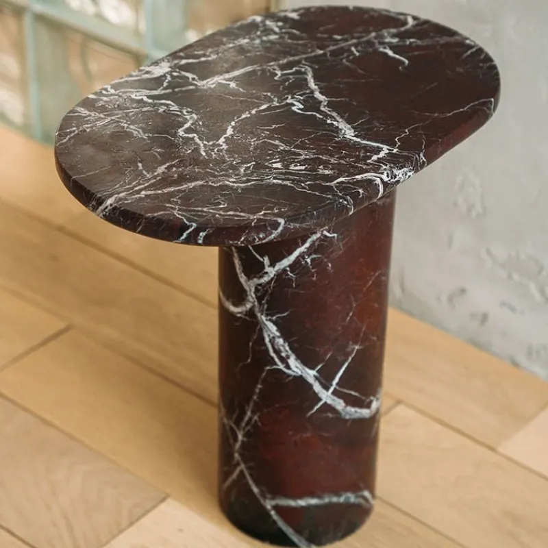 Outlet Pamono Bold Rosso Levanto Marble Side Table from Kiwano Concept