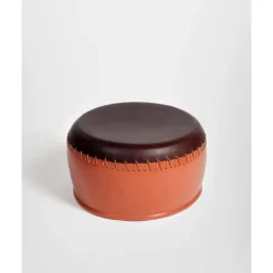 Online Pamono Bombo 3 Coffee Table and Stool in Enamelled Stoneware and Leather by Oscar Maschera