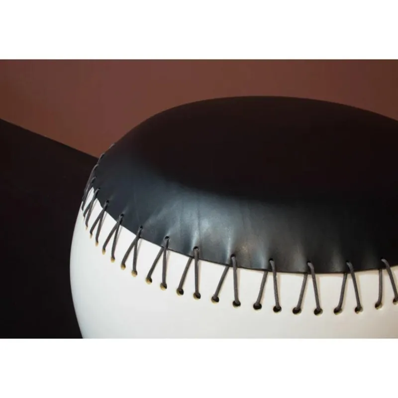 Online Pamono Bombo 3 Coffee Table and Stool in Enamelled Stoneware and Leather by Oscar Maschera