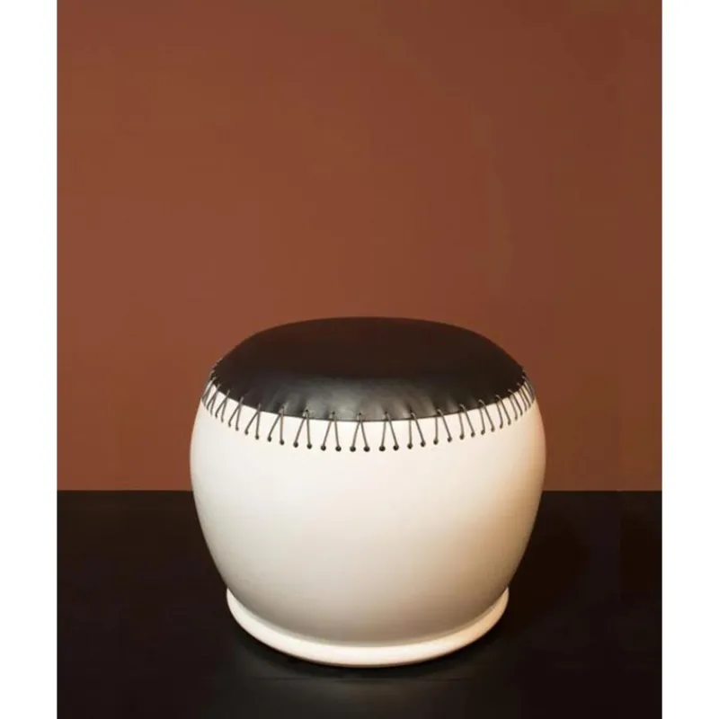 Online Pamono Bombo 3 Coffee Table and Stool in Enamelled Stoneware and Leather by Oscar Maschera