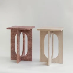 Best Pamono Bond Side Table in Red Travertine from Kiwano Concept