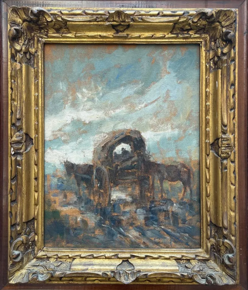 Pamono Bonfatti, Caravan, 20th Century, Oil Painting on Canvas> Painting
