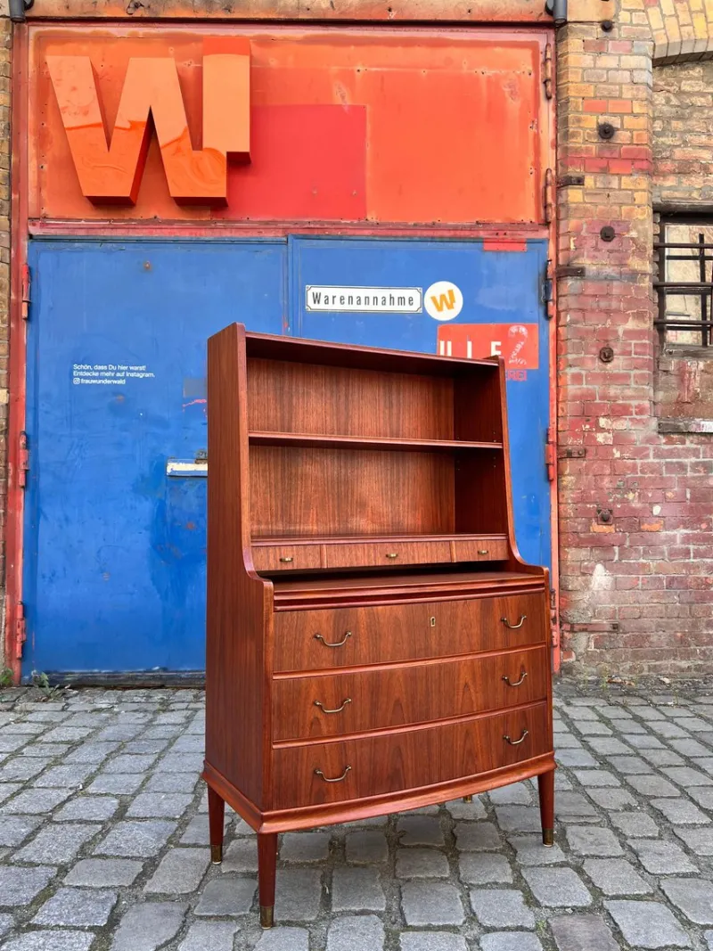 Pamono Bookcase with Secretary and Chest of Drawers in Teak, Denmark> Shelves & Wall Units