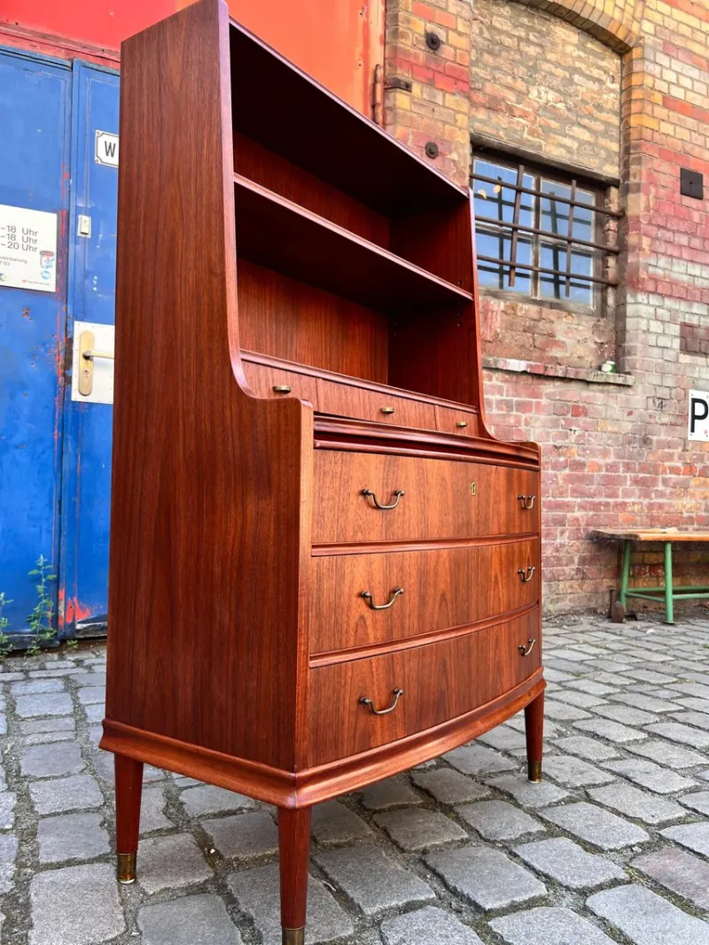 Pamono Bookcase with Secretary and Chest of Drawers in Teak, Denmark> Shelves & Wall Units