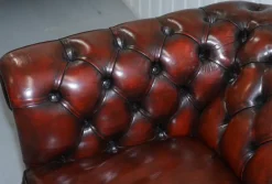 New Pamono Bordeaux Leather Chesterfield Club Sofa & Armchairs on Turned Legs, Set of 3