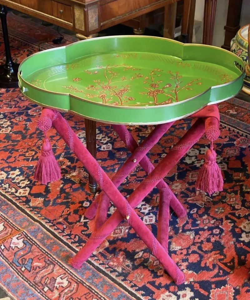 Pamono Bordeaux Velvet Tray Holder by Royal Family> Tables