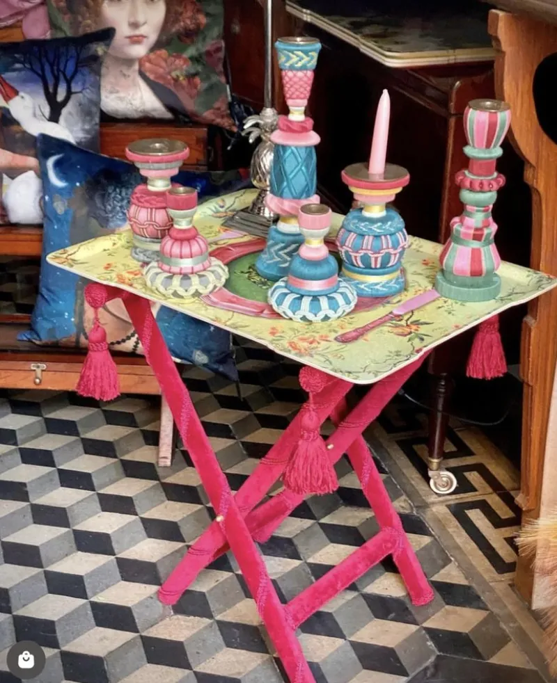 Pamono Bordeaux Velvet Tray Holder by Royal Family> Tables