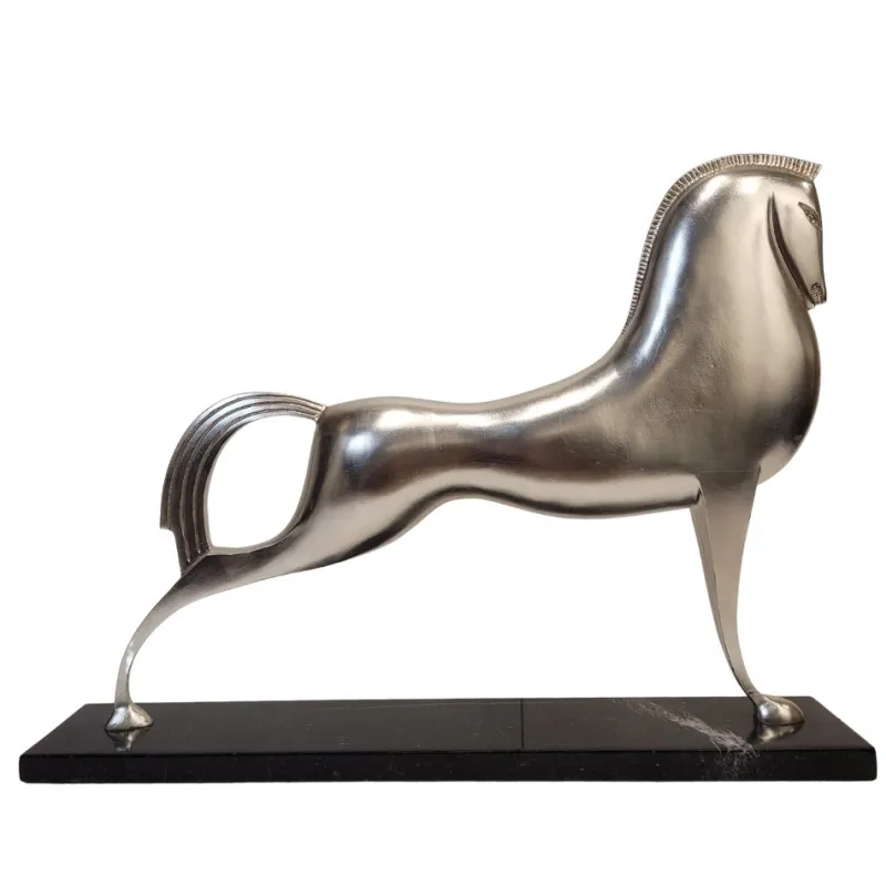 Discount Pamono Boris Lovet-Lorski, Art Deco Style Horse, 1970s, Silver-Plated Metal with Marble Base