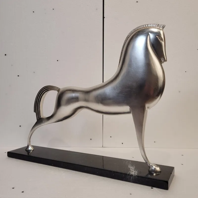 Discount Pamono Boris Lovet-Lorski, Art Deco Style Horse, 1970s, Silver-Plated Metal with Marble Base