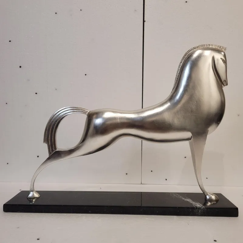 Discount Pamono Boris Lovet-Lorski, Art Deco Style Horse, 1970s, Silver-Plated Metal with Marble Base