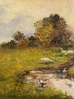 Pamono Bosisio, Country Stream, 20th Century, Oil Painting on Panel><noscript><img width=