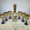 Pamono Bottle and Glasses in Hand-Painted Murano Glass & 24kt Gold, Italy, 1970s, Set of 7> Glassware