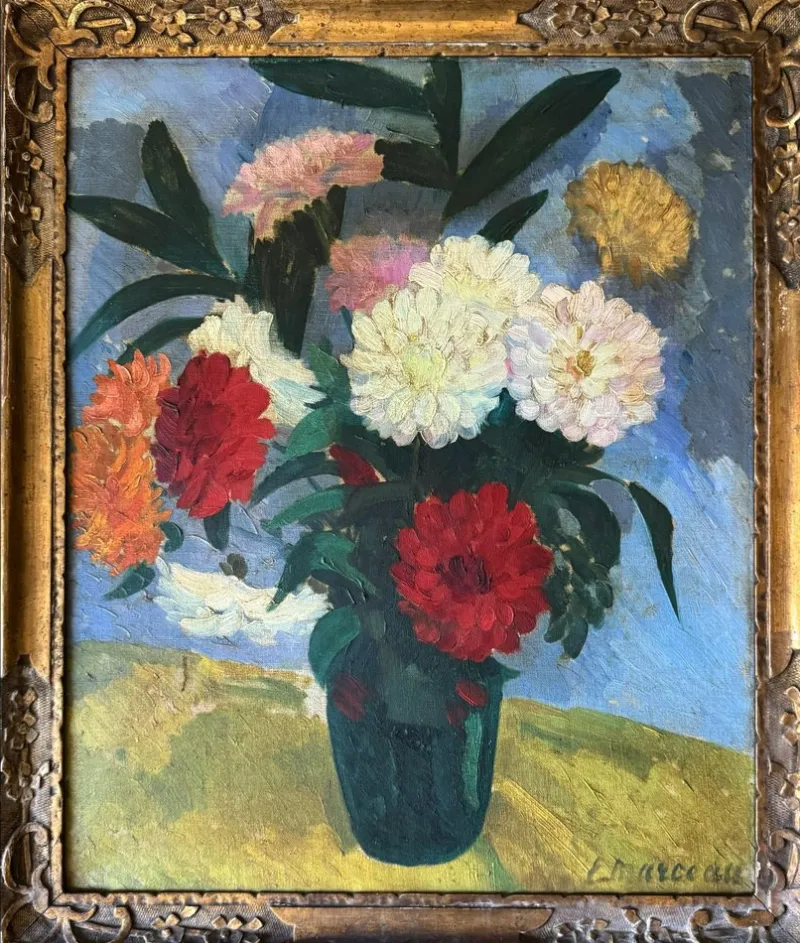 Pamono Bouquet of Peonies, 1800s, Oil on Canvas, Framed> Impressionist|Painting