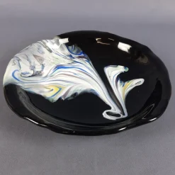 Best Pamono Bowl in Black and Multi-Colored Sommerso Glass, 1970s