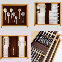 Pamono Box Set with Pyramid Cutlery Set by James Krenov for Georg Jensen, Set of 64><noscript><img width=