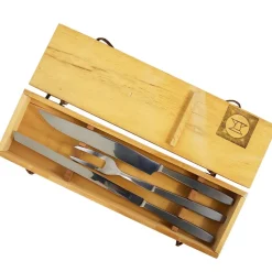 Pamono Boxed Amboss 2050 Carving Knives and Fork attributed to Helmut Alder, Austria, 1950s, Set of 3> Cutlery & Serving Utensils