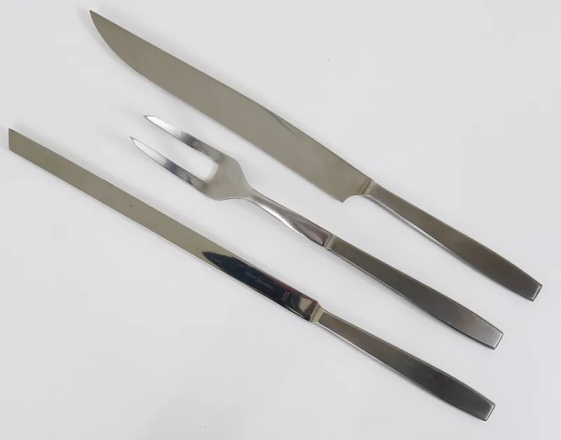Pamono Boxed Amboss 2050 Carving Knives and Fork attributed to Helmut Alder, Austria, 1950s, Set of 3> Cutlery & Serving Utensils