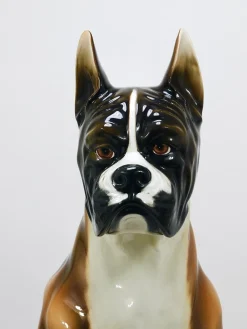 Clearance Pamono Boxer Dog Life-Size Majolica Statue Sculpture in Glazed Ceramic, Italy, 1970s