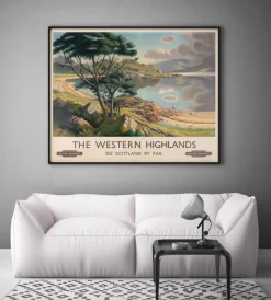 Pamono BR Western Highlands Travel Poster attributed to Edward Halliday, 1950s><noscript><img width=