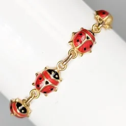 Hot Pamono Bracelet in Gold Ladybugs with Enamel
