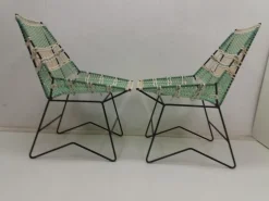 Pamono Braided Armchairs & Vertex Table, Czechoslovakia, 1960, Set of 3><noscript><img width=