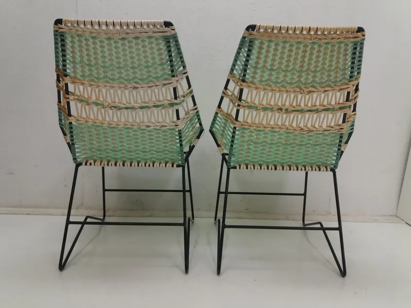 Pamono Braided Armchairs & Vertex Table, Czechoslovakia, 1960, Set of 3> Garden Tables