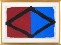 New Pamono Bram Bogart, Brown, Black and Blue Composition, 1960, Gouache