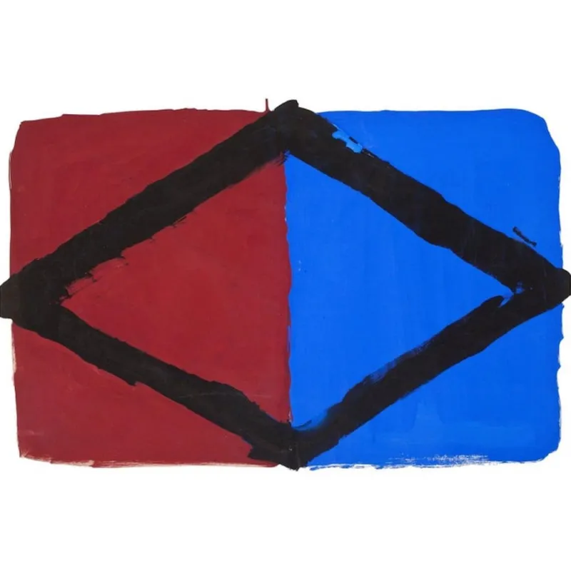 New Pamono Bram Bogart, Brown, Black and Blue Composition, 1960, Gouache