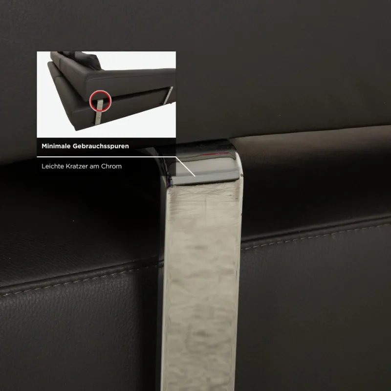 Pamono Brand Face Corner Sofa and Ottoman in Dark Grey Leather from Ewald Schillig, Set of 2> Living Room Sets
