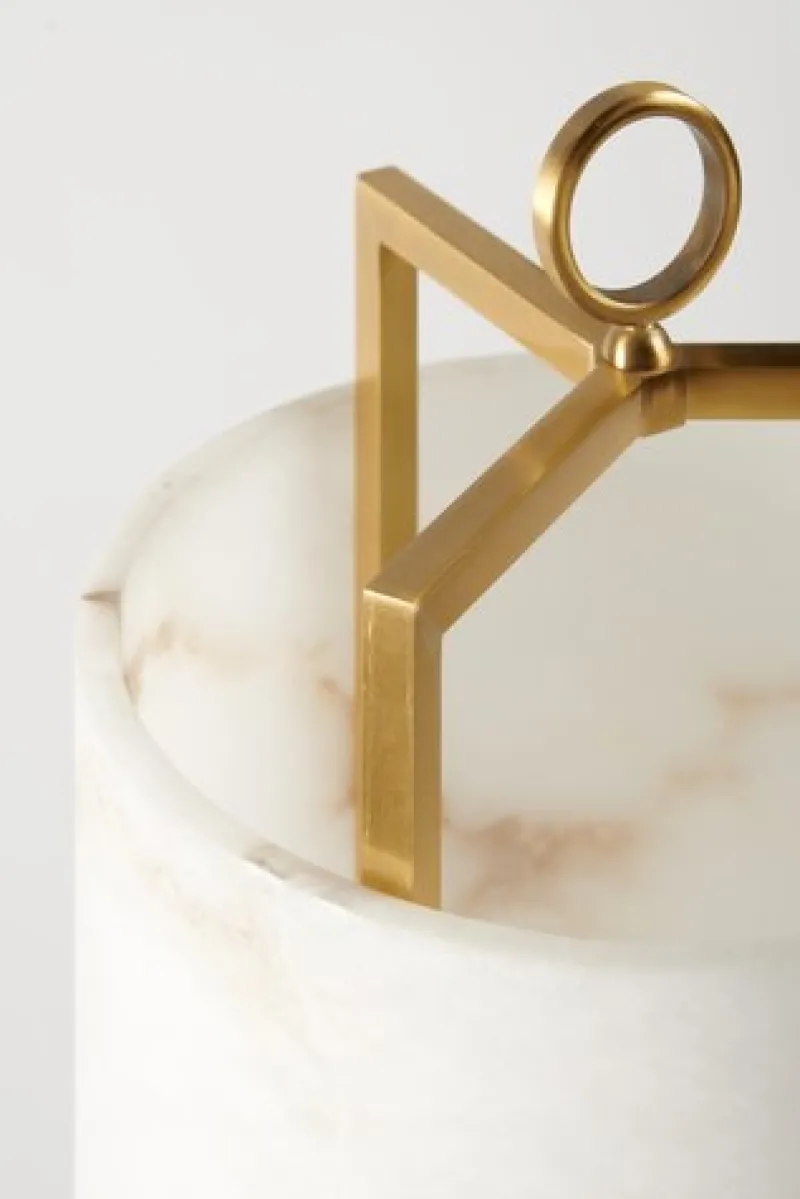Outlet Pamono Brass and Alabaster Lantern Table Lamp by Matlight Milano